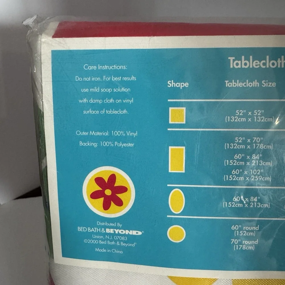 Vtg Beyond Tropical Island Flowers Vinyl Tablecloth 60×102″ Oblong NEW‎ Y2K